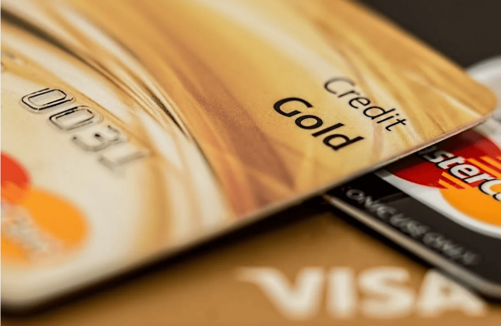 closeup picture of credit cards