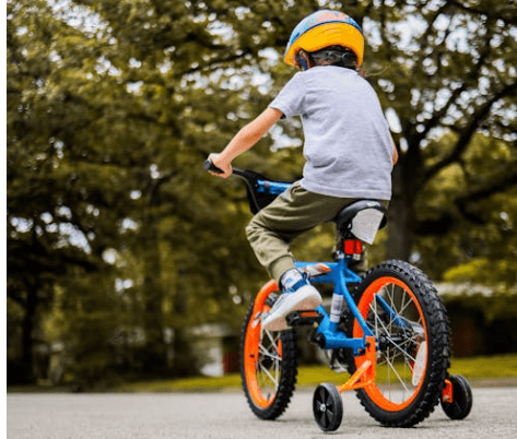 person on training wheels